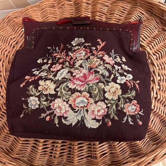 Vintage Bags Vintage Needlepoint Clutch Bag About 3 In By 13in